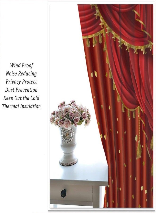 YSWOW Movie Theater Curtains, Red Gold Vintage Elegant Theater Art Printed Blackout Window Drapes for Bedroom Living Room Kitchen Decor Fabric 2 Panels 42x45 Inch 30% Shading Rate - Image 4